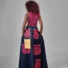 Denim and Maasai Shuka Flared Skirt Set